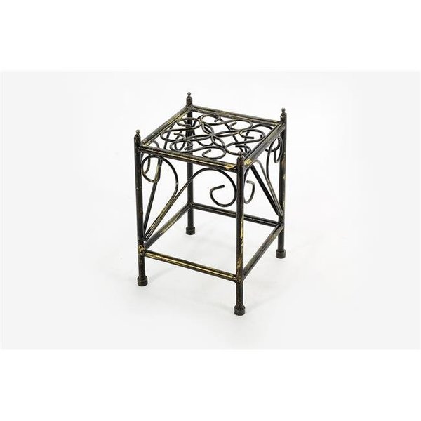 Ore International ORE International LB-1705 13 in. Lattice Square Cast-Iron Plant Stand; Small LB-1705